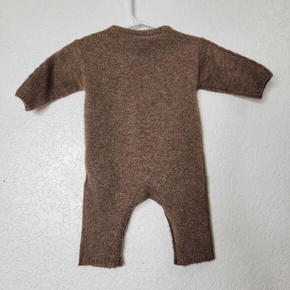 Souris Mini Size 0-3 Months Brown Long Sleeve Cable Knit Sweater Jumpsuit Onrsir - Picture 3 of 5
